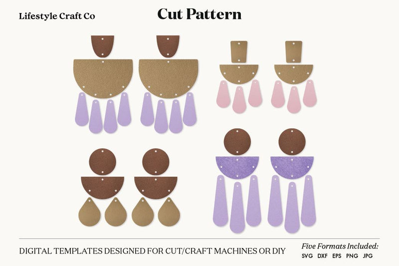 Earring SVG, Faux Leather Earring Templates, Cricut cut file SVG Lifestyle Craft Co 