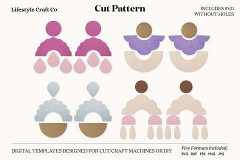 Earring SVG, Faux Leather Earring Templates, Cricut cut file SVG Lifestyle Craft Co 