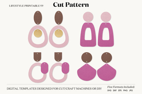 Earring SVG, Faux Leather Earring Templates, Cricut cut file SVG Lifestyle Craft Co 