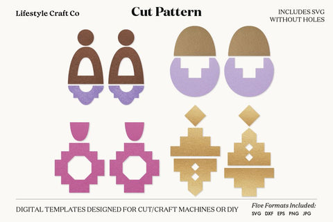 Earring SVG, Faux Leather Earring Templates, Cricut cut file SVG Lifestyle Craft Co 