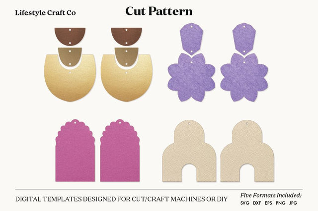 Earring SVG, Faux Leather Earring Templates, Cricut cut file SVG Lifestyle Craft Co 