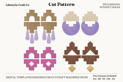 Earring SVG, Faux Leather Earring Templates, Cricut cut file SVG Lifestyle Craft Co 