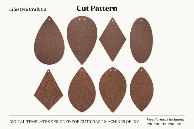 Earring SVG, Faux Leather Earring Templates, Cricut cut file SVG Lifestyle Craft Co 