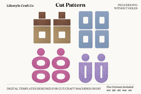 Earring SVG, Faux Leather Earring Templates, Cricut cut file SVG Lifestyle Craft Co 