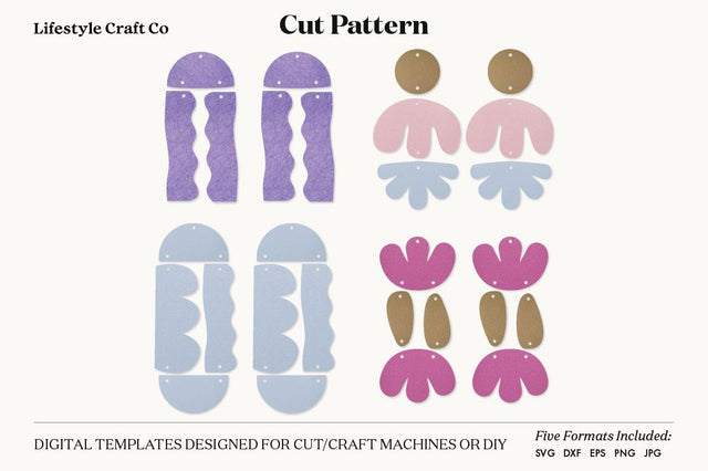 Earring SVG, Faux Leather Earring Templates, Cricut cut file SVG Lifestyle Craft Co 