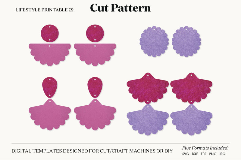 Earring SVG, Faux Leather Earring Templates, Cricut cut file SVG Lifestyle Craft Co 
