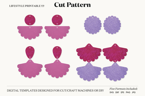 Earring SVG, Faux Leather Earring Templates, Cricut cut file SVG Lifestyle Craft Co 