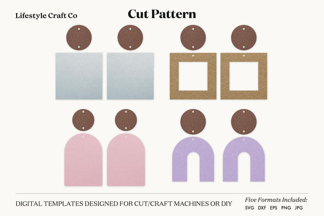 Earring SVG, Faux Leather Earring Templates, Cricut cut file SVG Lifestyle Craft Co 