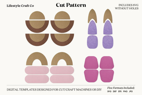 Earring SVG, Faux Leather Earring Templates, Cricut cut file SVG Lifestyle Craft Co 