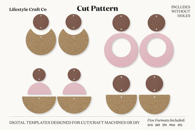 Earring SVG, Faux Leather Earring Templates, Cricut cut file SVG Lifestyle Craft Co 