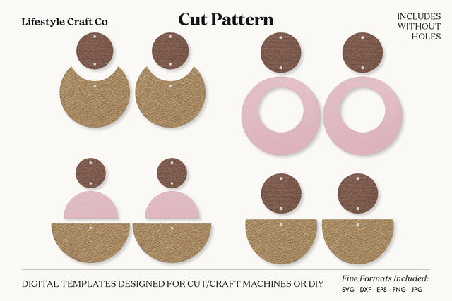 Earring SVG, Faux Leather Earring Templates, Cricut cut file SVG Lifestyle Craft Co 