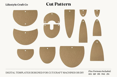 Earring SVG, Faux Leather Earring Templates, Cricut cut file SVG Lifestyle Craft Co 