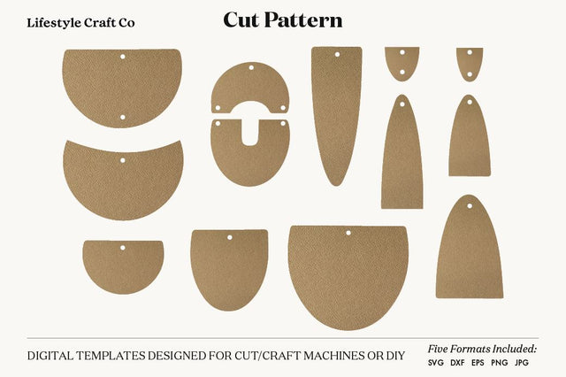 Earring SVG, Faux Leather Earring Templates, Cricut cut file SVG Lifestyle Craft Co 