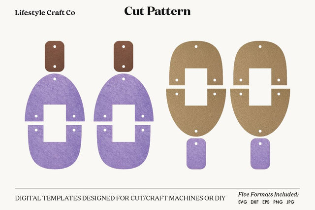 Earring SVG, Faux Leather Earring Templates, Cricut cut file SVG Lifestyle Craft Co 