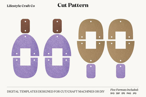 Earring SVG, Faux Leather Earring Templates, Cricut cut file SVG Lifestyle Craft Co 