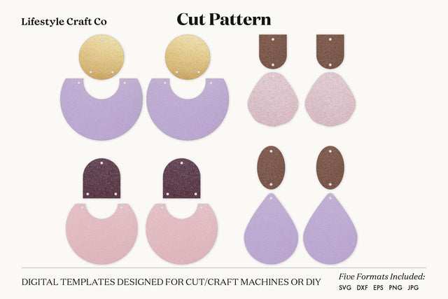 Earring SVG, Faux Leather Earring Templates, Cricut cut file SVG Lifestyle Craft Co 