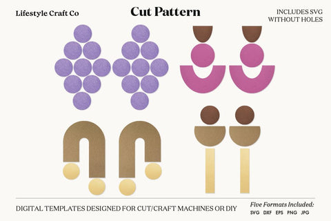 Earring SVG, Faux Leather Earring Templates, Cricut cut file SVG Lifestyle Craft Co 