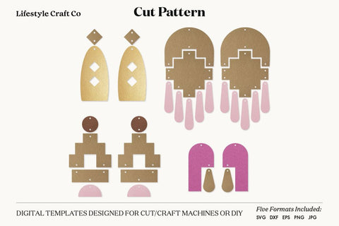 Earring SVG, Faux Leather Earring Templates, Cricut cut file SVG Lifestyle Craft Co 