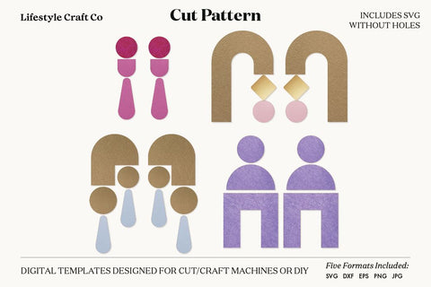 Earring SVG, Faux Leather Earring Templates, Cricut cut file SVG Lifestyle Craft Co 