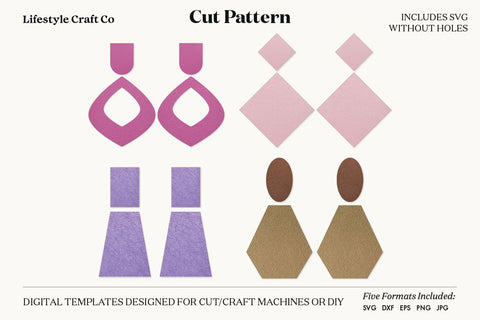 Earring SVG, Faux Leather Earring Templates, Cricut cut file SVG Lifestyle Craft Co 