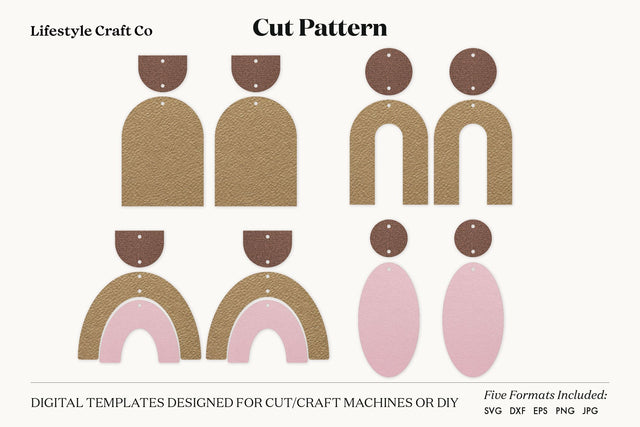 Earring SVG, Faux Leather Earring Templates, Cricut cut file SVG Lifestyle Craft Co 
