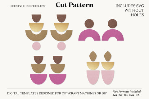 Earring SVG, Faux Leather Earring Templates, Cricut cut file SVG Lifestyle Craft Co 