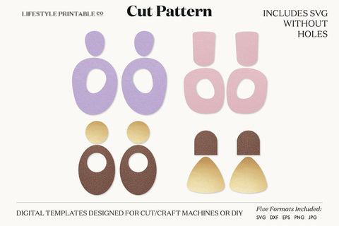 Earring SVG, Faux Leather Earring Templates, Cricut cut file SVG Lifestyle Craft Co 