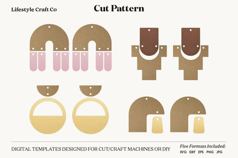 Earring SVG, Faux Leather Earring Templates, Cricut cut file SVG Lifestyle Craft Co 