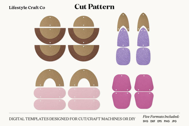 Earring SVG, Faux Leather Earring Templates, Cricut cut file SVG Lifestyle Craft Co 