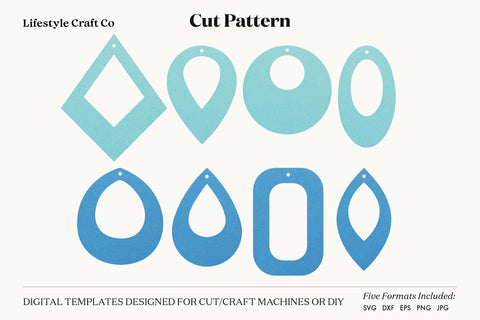 Earring SVG, Faux Leather Earring Templates, Cricut cut file SVG Lifestyle Craft Co 