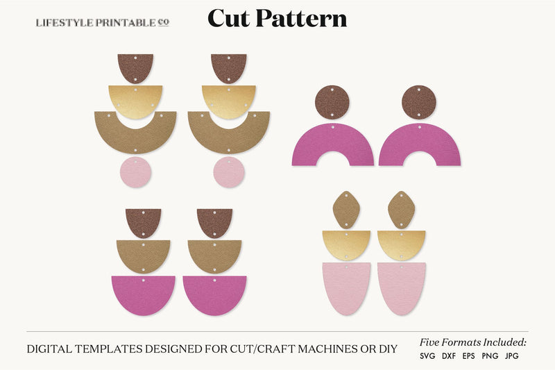 Earring SVG, Faux Leather Earring Templates, Cricut cut file SVG Lifestyle Craft Co 