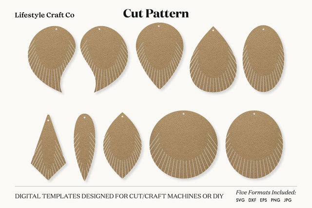 Earring SVG, Faux Leather Earring Templates, Cricut cut file SVG Lifestyle Craft Co 