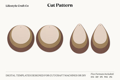 Earring SVG, Faux Leather Earring Templates, Cricut cut file SVG Lifestyle Craft Co 