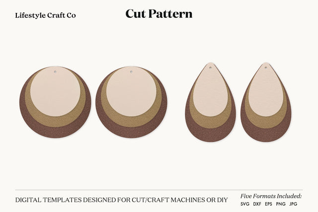 Earring SVG, Faux Leather Earring Templates, Cricut cut file SVG Lifestyle Craft Co 