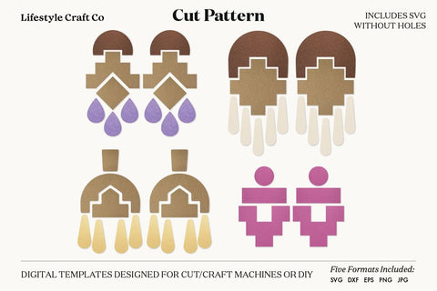 Earring SVG, Faux Leather Earring Templates, Cricut cut file SVG Lifestyle Craft Co 