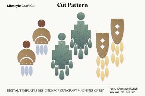 Earring SVG, Faux Leather Earring Templates, Cricut cut file SVG Lifestyle Craft Co 