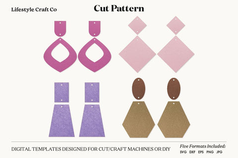 Earring SVG, Faux Leather Earring Templates, Cricut cut file SVG Lifestyle Craft Co 