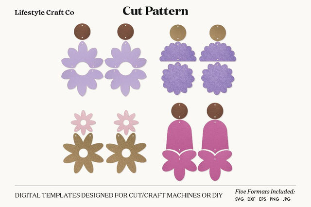 Earring SVG, Faux Leather Earring Templates, Cricut cut file SVG Lifestyle Craft Co 