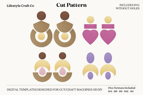 Earring SVG, Faux Leather Earring Templates, Cricut cut file SVG Lifestyle Craft Co 