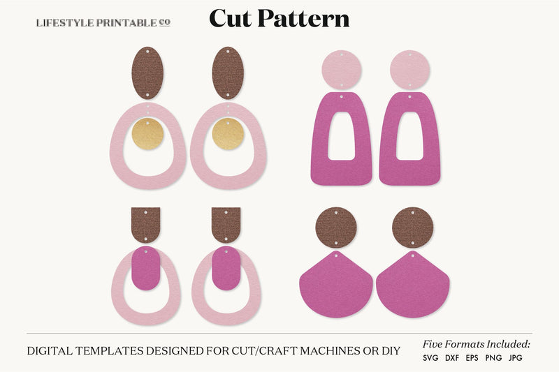 Earring SVG, Faux Leather Earring Templates, Cricut cut file SVG Lifestyle Craft Co 