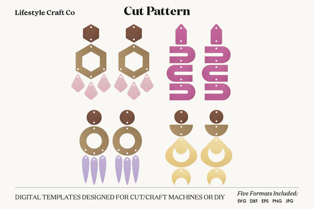 Earring SVG, Faux Leather Earring Templates, Cricut cut file SVG Lifestyle Craft Co 