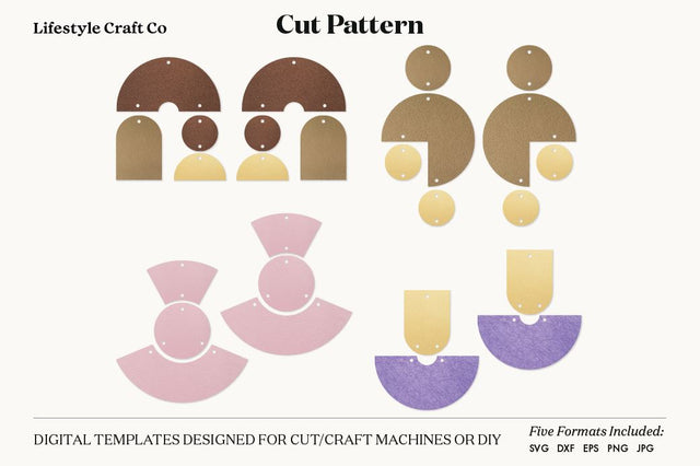 Earring SVG, Faux Leather Earring Templates, Cricut cut file SVG Lifestyle Craft Co 
