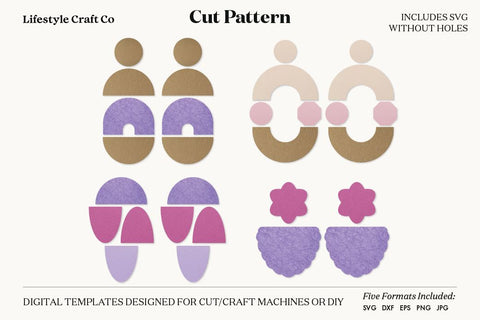 Earring SVG, Faux Leather Earring Templates, Cricut cut file SVG Lifestyle Craft Co 