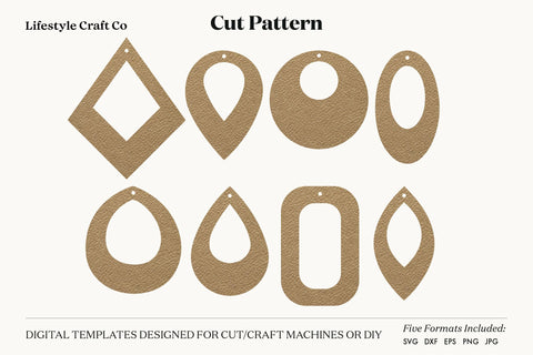 Earring SVG, Faux Leather Earring Templates, Cricut cut file SVG Lifestyle Craft Co 