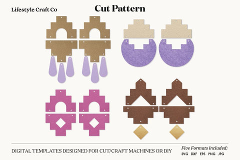 Earring SVG, Faux Leather Earring Templates, Cricut cut file SVG Lifestyle Craft Co 