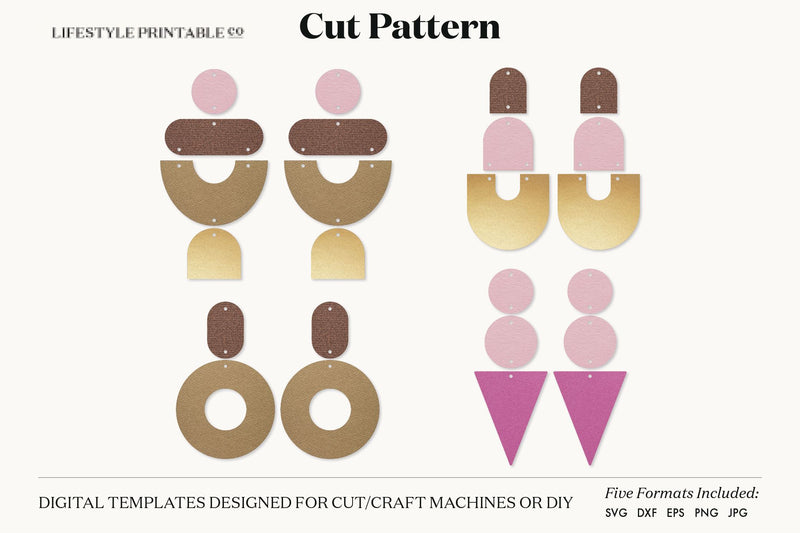 Earring SVG, Faux Leather Earring Templates, Cricut cut file SVG Lifestyle Craft Co 