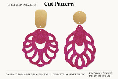Earring SVG, Faux Leather Earring Templates, Cricut cut file SVG Lifestyle Craft Co 