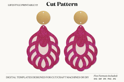 Earring SVG, Faux Leather Earring Templates, Cricut cut file SVG Lifestyle Craft Co 