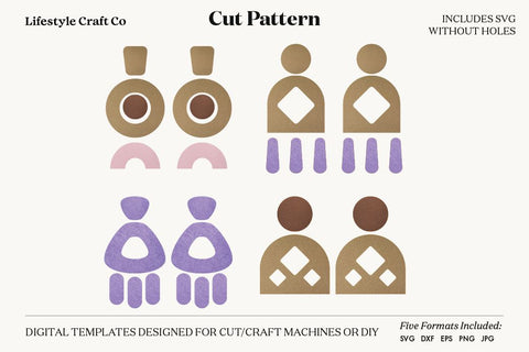Earring SVG, Faux Leather Earring Templates, Cricut cut file SVG Lifestyle Craft Co 
