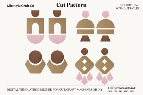 Earring SVG, Faux Leather Earring Templates, Cricut cut file SVG Lifestyle Craft Co 